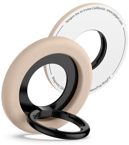 Spigen NanoPop MagFit MagSafe Ring Magnet Halterung, 135° Verstellbarer Ringhalter für iPhone 17/16/15 Pro Max Air, MagSafe Hülle für Pixelsnap Pixel 10 Pro Fold XL, Samsung Galaxy S25 Ultra - Beige