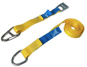 LOADCARE Kofferraumgurt zur Ladungssicherung, zweiteilig LC 175 daN Spanngurt für Kofferraum, PKW Kofferband 25 mm Bandbreite mit Quick View Label, 2 m