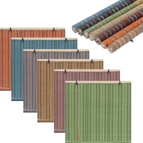 Store enrouleur filtrant le soleil - Brise-vue en bambou naturel tissé - Filtre doucement la lumière dans la pièce (gris, 1,5 x 1,5 m (l x H)