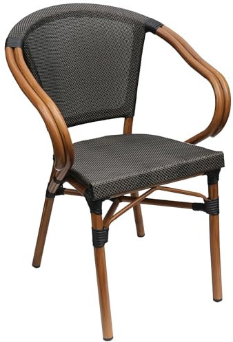 Acht & Acht Gartenstuhl Terrassenstuhl Stapelbar Outdoor-Stuhl | Dunkelbraun | Textilene | Aluminiumgestell pulverbeschichtet | Stapelbar | Indoor & Outdoor