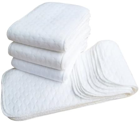 HiyyFloy 20pcs Three-layers Cotton Diaper Reusable Solid Casual Infant Baby Cloth Diaper Covers Nappy Liners Insert