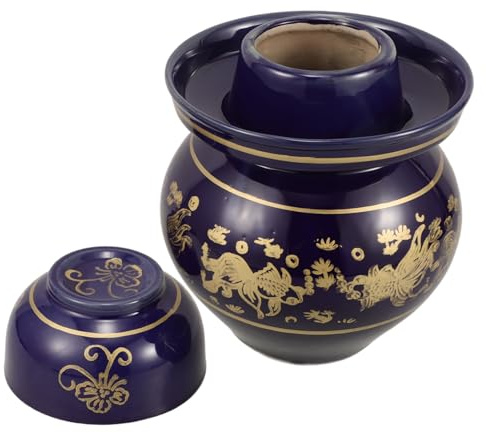 Mikinona Tarro De Cerámica Grande Con Tapa Para Fermentar Kimchi y Pepinillos Recipiente Multiusos Para Almacenar Verduras Cocina