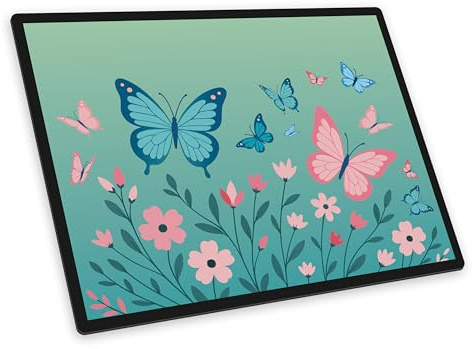 itenga Schreibunterlage SELORA – Schreibtischunterlage mit Schmetterling-Motiv, abwischbar & rutschfest, glatte Oberfläche, 40x53 cm – Schöne Schreibunterlage für Kinder & Erwachsene
