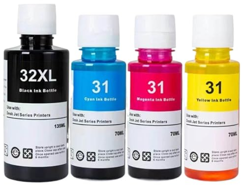 IFNSBUAYW Bouteilles à Encre 4pcs compatibles avec 31 32xl de Teinture de Recharge Compatible avec diverses imprimantes, Dont 7301 6001 7602 5101 7001 551 651 455 457 450