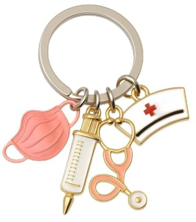Porte-Clés Infirmière, Porte-Cléf Médical de Sac pour Femmes | Cadeaux de Porte-Clé Mignons avec Charmes Stéthoscope, Seringue et Masque pour Amatrices de Santé