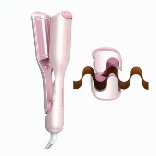 SHEGLAM Rizador Doble Barril - Ondas Beach Waves, 5 Temperaturas, Anti-Quemaduras, Doble Voltaje (Rosa, 19mm)