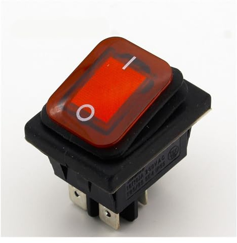 1 Stück roter wasserdichter einrastender Wipp-Kippschalter IP55 4-polig 2-Position AC250V/16A LED beleuchtet