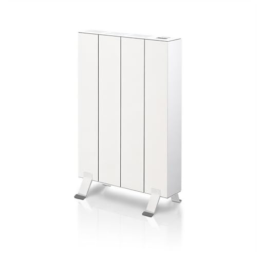 Elian Radiateur de séchage électrique, technologie de séchage sans liquide, chaleur instantanée, aluminium, programmation 24/7, détecteur de fenêtre ouverte, avec pieds et supports muraux, 500 W