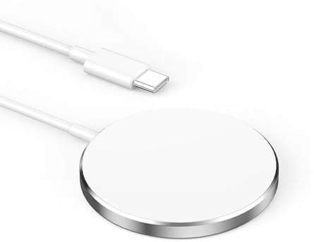 Wireless Charger，for iPhone 15W Fast Charger, Type C Fast Magnetic Charger, Magnetic to USB-C Charging Cable (1m) Portable Charging Pad for iPhone 15/16/17/14/13/12/Pro/Pro Max/Plus/mini, White