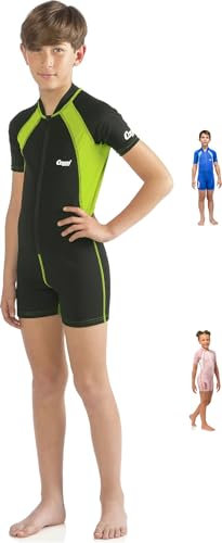 Cressi Shorty Kid - Muta Shorty per Bambini in Neoprene Ultra Stretch 1.5/2mm, Maniche Corte, S (2 Anni), Nero/Lime