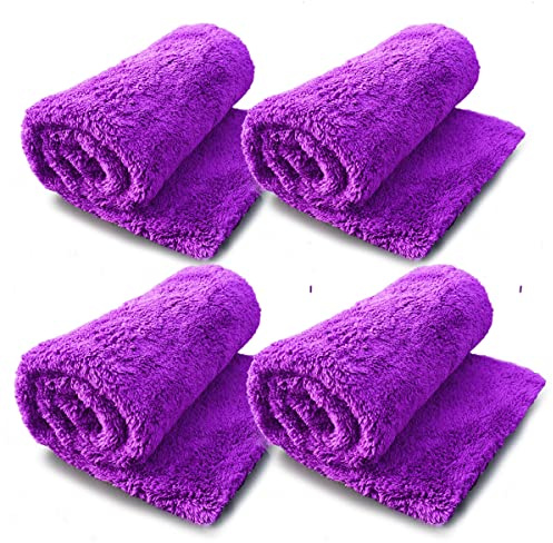 Pure Definition Edgeless Microfibre Towel - Plush Microfiber Cloth For Flawless Car Drying and Buffing, PACK OF 4, 40 x 60cm 465GSM