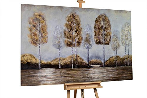 KunstLoft® XXL Gemälde 'Autunno d´ORO' 180x120cm | original handgemalte Bilder | Gold Braun Bäume Landschaft | Leinwand-Bild Ölgemälde einteilig groß | Modernes Kunst Ölbild