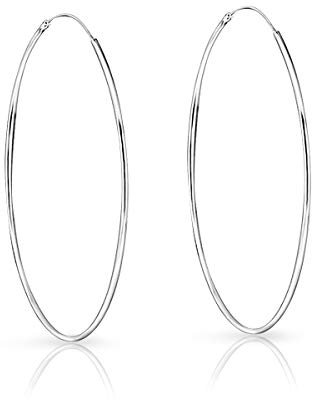 DTPsilver® 925 Sterling Silber Creolen Ohrringe - Klein/Mittelgroße/Groß - Dicke 1.2 mm - Durchmesser: 80 mm