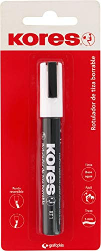 kores. 30212670. Rotulador de Tiza Borrable Líquida RT1. Color Blanco. Punta Reversible.