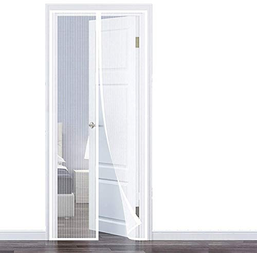 THAIKER Zanzariera Magnetica, 80x220cm(31x87inch) Zanzariere a Rullo Chiudi Automaticamente con Calamita Moschiera per Porte d'IngressoPorte Cortili, Bianco A