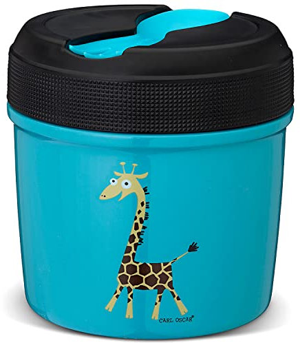 Carl Oscar – TEMP LunchJar, Kids 0.5 L, Haltbare Kinderthermos aus Edelstahl inkl. Multibesteck (Türkis)