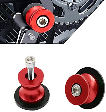 2 Stücke Bobbins Motorrad Ständeraufnahme M8 Motorrad Montageständer Racingadapter Aluminium 8mm Universal Schwingarmspule Schwinge Sliders Spulen für Kawasaki Honda BMW SUZUKI Ducati (rot)