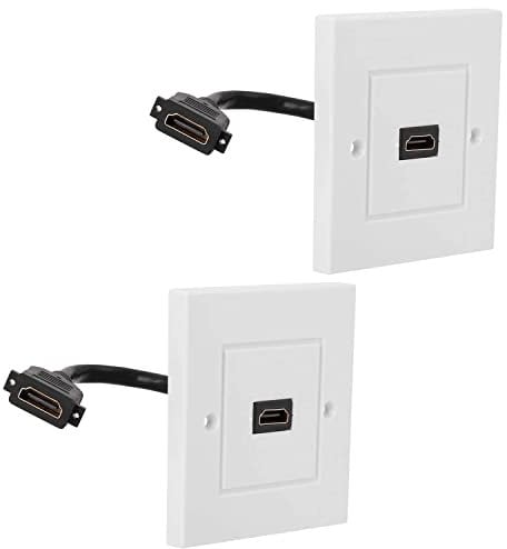 HDMI Wall Plate Panel Faceplate 2Pcs, Ancable Single Port HDMI Wall Panel Socket Plug Jack Outlet Decorative Face Cover Mount Panel for Hotel Home Office Building