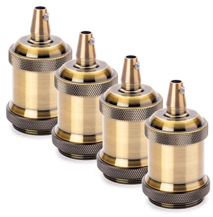 ORION LIGHTSTYLE E27 Vintage Lampenfassung antik 4 Stück Lampensockel Deckenfassung Sockel für Hängeleucht Adapter