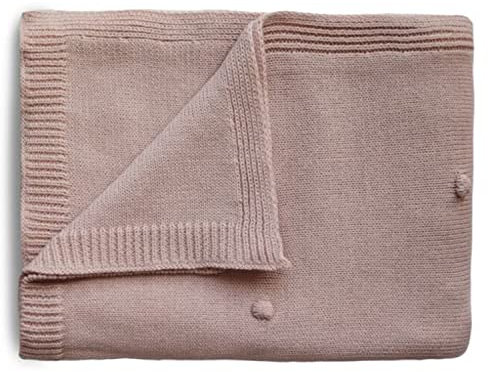 mushie Gestrickte Decke für Baby & Kinder | Decke auf 80x100 cm & 100% Bio-Baumwolle | Vielseitig & Perfekt für jedes Wetter (Textured Dots Blush)