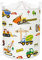 Clastyle 45L Weiß Wäschesammler Kinder Wäschekorb mit Baufahrzeuge- Kinder Aufbewahrungskorb Kinderzimmer von Spielzeug, 36x45 cm