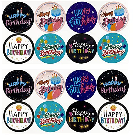 Oblique Unique® Geburtstag Sticker Happy Birthday Deko Aufkleber 16 Stück Feier Party Geschenk Dekoration Geschenkdeko Geburtstagsdeko