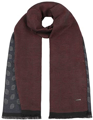 Stetson Two Sides Baumwollschal Mehrfarbiger Schal mit Fransen Geblümt Kariert Eleganter Winterschal Made in Italy Damen Herbst/Winter rot One Size