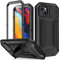 Metall Hülle für iPhone 14,Outdoor Heavy Duty Militärmetall Stoßfest Hülle mit [Kameraschutz Camera Lens Protection] Built-in Displayschutzfolie aus gehärtetem Glas und Ständer für iPhone 14 (Schwarz)