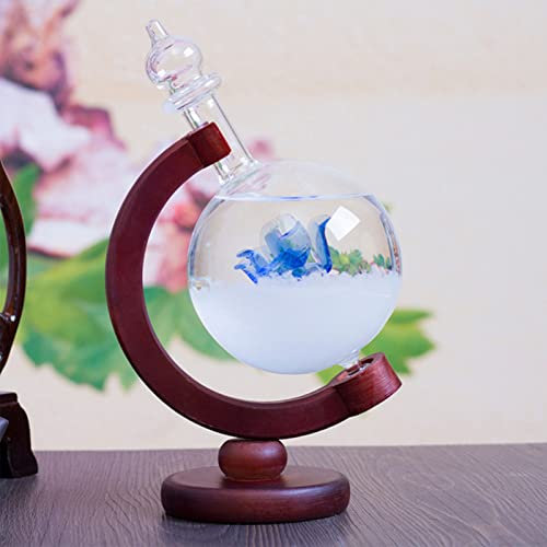 FIYSON Wettervorhersage Glasbarometer Wetteranzeiger Kreative Storm Wetterstation Storm Glass Globe mit BasisTransparentes Wetterstation für Heim-Desktop-Dekoration Geburtstagsgeschenke (Blaue Rose)
