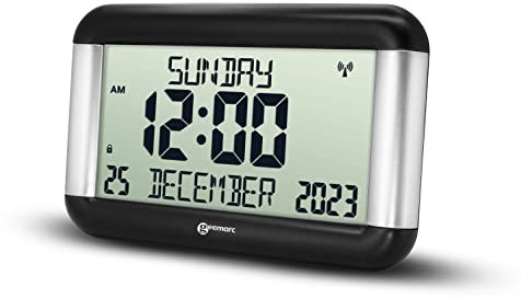 Day Clock - The Easy-to-read & Self-setting Geemarc Viso8 - Ideal for People Living with Dementia or Alzheimer's - Battery Operated - No Backlight - UK Version