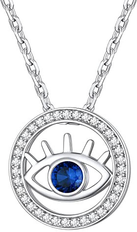 Supcare Halskette Damen Herren Silber 925 Evil Eye Kette Böser Blick Stein türkisches Auge Nazar Boncuk Anhänger Geschenk für Mädchen Weihnachts Geburtstag