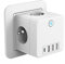 Beedove Multiprise USB, 8 en 1 Prise USB Multiprise Murale 4 Prises avec 3 USB et 1 USB C Secteur, 3680W 16A Prise Murale avec Interrupteur, Cube Multiprise Blanc, pour Domicile/Bureau/Voyage