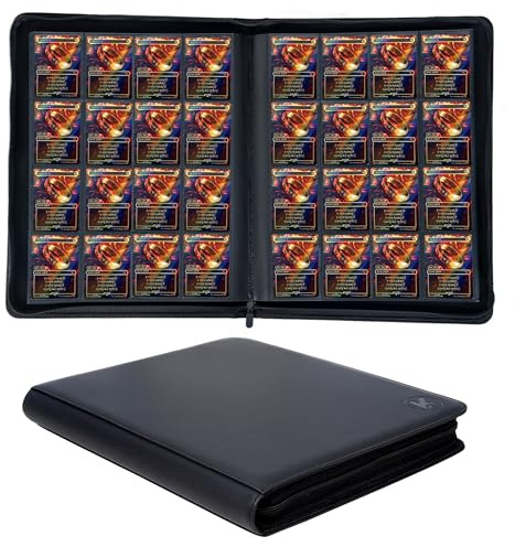 KUOOKING 1000+ Pockets Trading Card Binder, 16-Pocket Card Ablum Compatible with MTG,Sports Cards & Other Standard Size Trading Cards (Black)