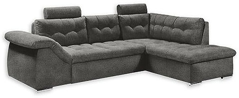 OMAN 2 Ecksofa mit Schlaffunktion, Anthrazit - Moderne Eckcouch in L-Form mit Bettkasten und Armteilverstellung - 283 x 84 (101) x 193 cm (B/H/T)
