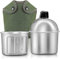 LinaLife Borraccia militare in alluminio da 1 qt, con copertura in nylon, per escursionismo, portatile, in acciaio inox, con tazza, borsa verde, per sport all'aperto, campeggio, escursionismo, viaggi