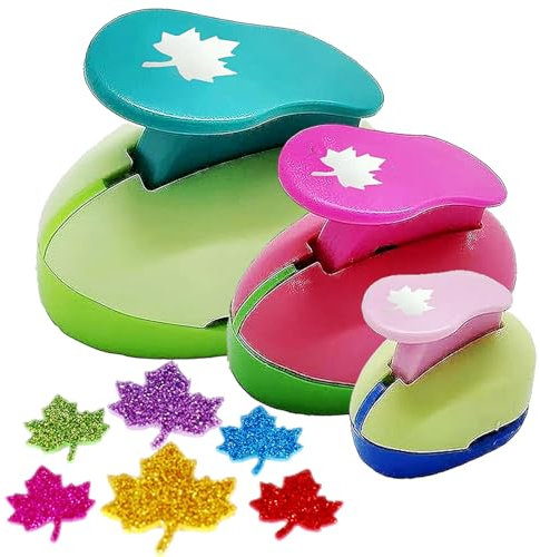 Stanzer Set herz Papierstanzer Motivstanzer Set für Geschenkanhänger, Basteln, Scrapbooking,Grußkarten,9mm 16mm 25mm, Fünfblättrige Blume (Ahornblatt)