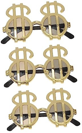 Gadpiparty 3st Lustige Party Sonnenbrille Dollarzeichen Partei Gefälligkeiten Lustige Sonnenbrille Rapper- Sonnenbrille Lustige Brille Für Festival Comedy-brille Kleinkind Goldrausch Geformt