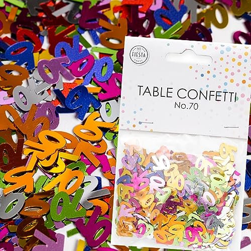 Konfetti Zahl 70 Bunt zum 70. Geburtstag | Deko für Jubiläum und Party | 500 Stück, metallic-bunt, 10mm groß | Zahlenkonfetti Tischkonfetti Tischdeko Jubiläum, Edition: Zahl 70