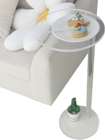ZzZana Beistelltisch, Endtisch, C-förmiger Nachttisch, Imbiss-Tisch mit Acrylgestell, für Kleine Räume, Schlafzimmer, Wohnzimmer, Eingangsbereich, Bauernhaus (Size : 30x30x65cm)