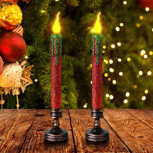 Weihnachtsdeko Flammenlose LED Kerzen, 2stk Halloween Schwimmende LED Kerzen, Batteriebetriebene Kerze, Fensterkerzen Flackernde Kerzen Flackernde Kegelkerze Für Weihnachten Halloween Deko (Rot)