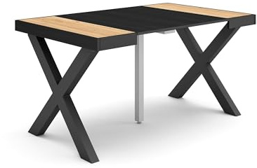 Skraut Home | Ausziehbarertisch | Multifunktionaler ausziehbarer | 140 | Für 6 Gäste | Massivholz Beine | Moderner Stil | Eiche Schwarz