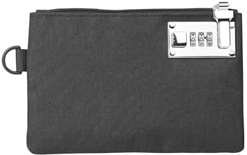 Abschließbare Geldtasche – 12,7 x 20,3 cm, strapazierfähiges Nylon, verschließbar, Banktasche für Bargeld, Schmuck, Pässe, Medizin, Kreditkarten und wertvolle Aufbewahrung von Bargeld, Schwarz