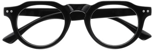 OPULIZE RIO Occhiali da Lettura Anti Luce Blu - Montatura con Bordo Superiore Piatto - Nero - Uomo e Donna - Cerniere a Molla - B53-1 - +2.00
