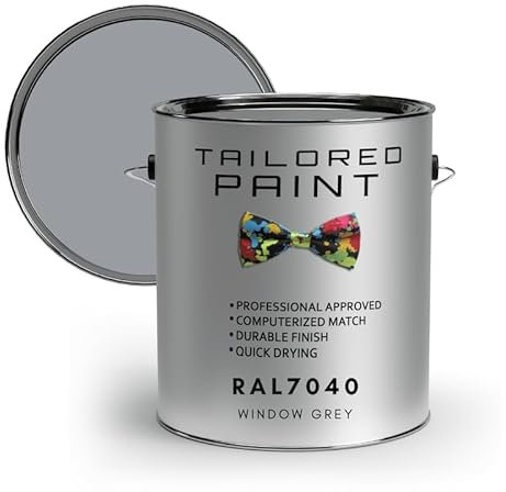 Tailored Paint Vernice su misura in PVC per porte e finestre, pennello 1K o spray su finitura opaca RAL7040, grigio finestra, barattolo da 5000 ml (5 l).