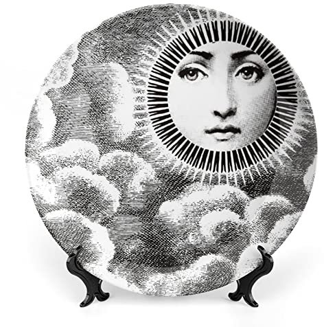 XYTDM Lina Cavalieri - Piatto decorativo da parete, in ceramica, 15-25 cm, con staffa e gancio a molla