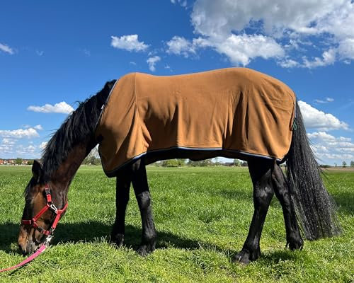 Brama-West Abschwitzdecke Pferd Pferdedecke - Basic Fleecedecke - Atmungsaktiv - Hellbraun, Gr. 145