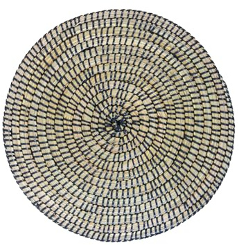Seagrass Placemats, Handwoven Straw, Natural Organic Aesthetic (Black, 6 Pcs)
