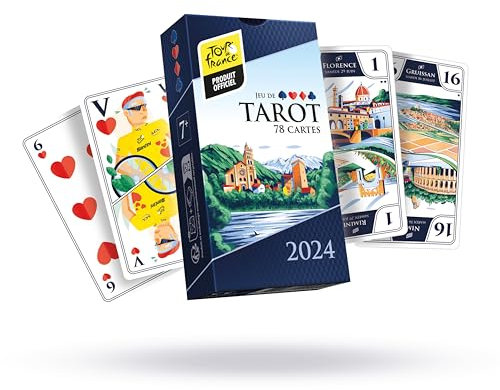 Tour de France – Offizielles Tarotspiel der Tour de France 2024 – limitierte Edition, exklusive Illustrationen der Städte Schritte – inklusive 1 Spezialregel zum Spielen der Eroberung des gelben
