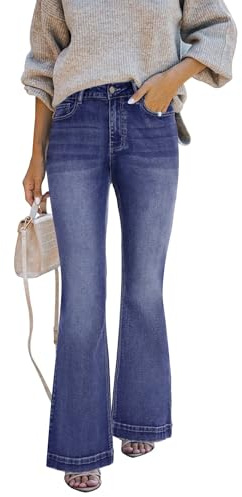 STARBILD Schlagjeans Damen High Waist – Flared Leg Bootcut Jeans mit Push-Up Effekt & Pattentaschen, Bequeme Stretch-Jeanshose für Freizeit & Ausgehen