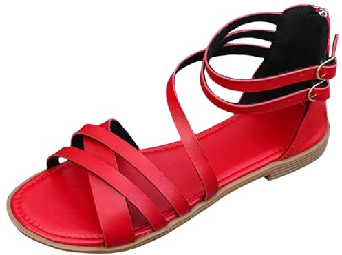 Generico Sandali Donna Rossi Sandali Sportivi Donna Scarpe Corda Donna Scarpe Eleganti Donna Comode Sandali Alla Schiava Espadrillas Scarpe Donna Ortopediche Estive